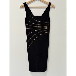 Vintage Bebe Mini Dress Womens M/L Black Y2K Studded Bodycon Sexy Motorcycle‎